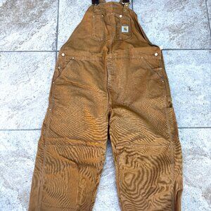 Tan Carhartt Men's Big Tall Washed Denim Bib Overall